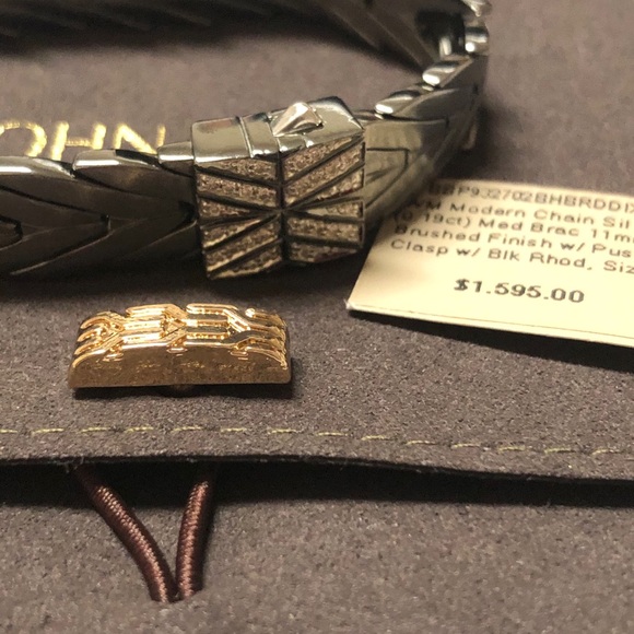 John Hardy 925 Classic Chain Diamond Bracelet 11mm - Picture 4 of 6